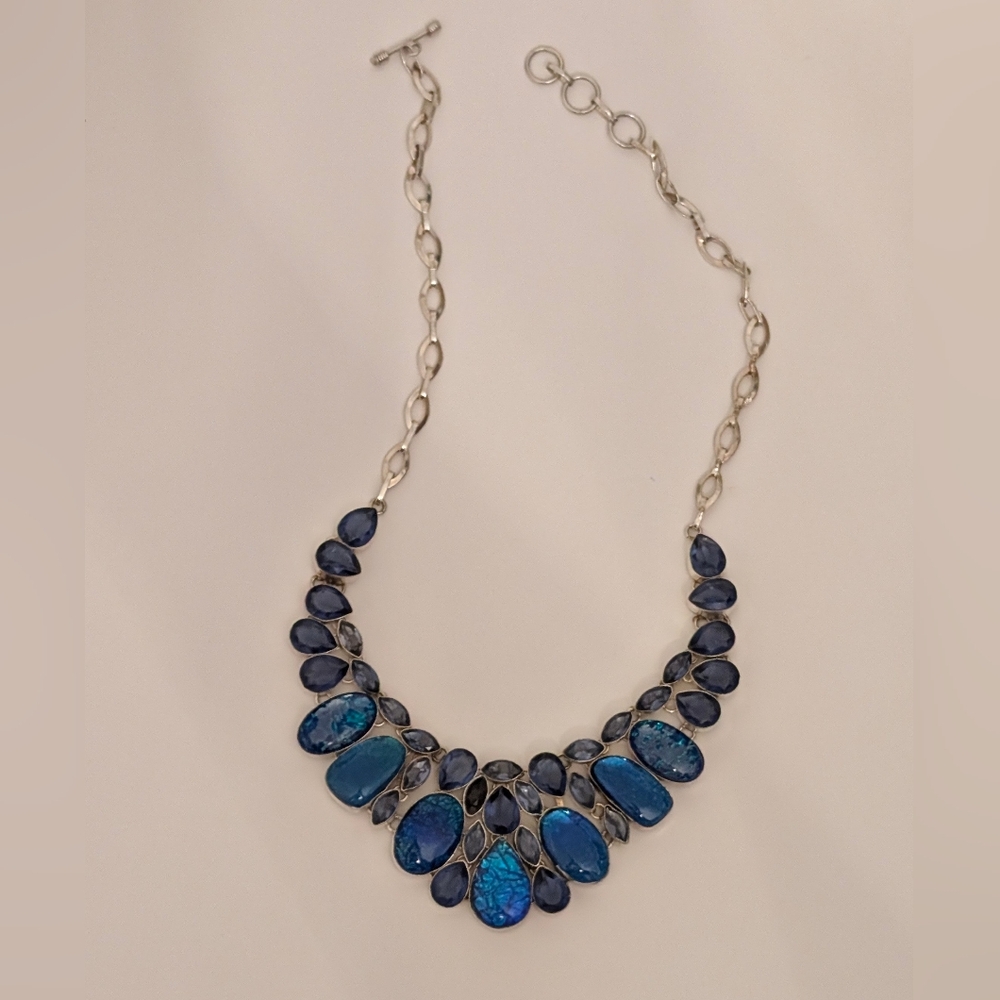 Blue Gemstone Cab Necklace